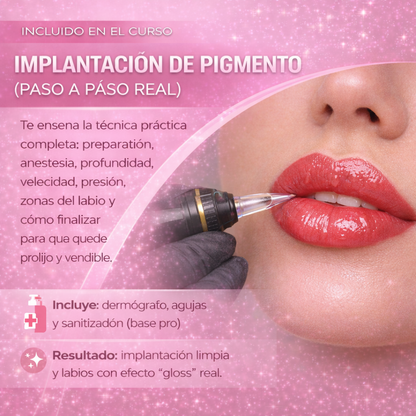 Micro pigmentación Labial + Hidra Lips + 7 Bonos + Certificado internacional.
